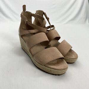 Eileen Fisher Platform Espadrille Wedge Sandals Womens 9.5 Tan Boho 2.75"